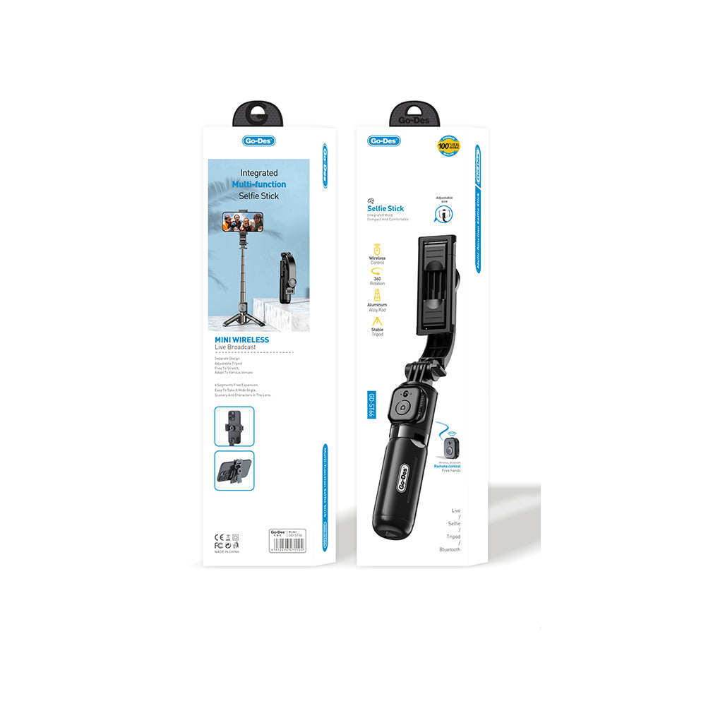 Go Des GD-ST66 Kumandalı 360 Derece Dönebilen Selfie Çubuğu ve Tripod Go Des GD-ST66 Kumandalı 360 Derece Dönebilen Selfie Çubuğu ve Tripod